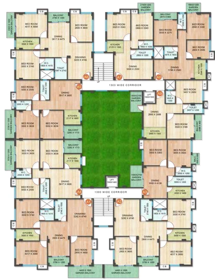 Floor Plan of Realtech Rajvans in New Town, Kolkata - Image 238216