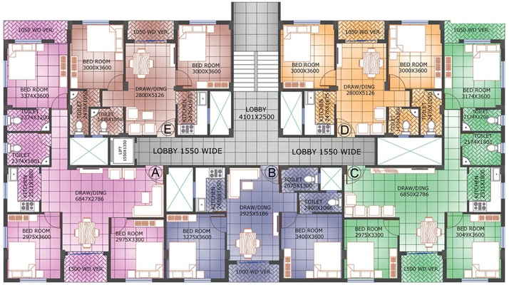Floor Plan of Realtech Maya Phase 1 in New Town, Kolkata - Image 238196