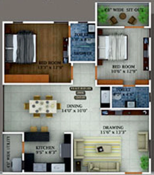 2 BHK Flat in Realtech Emerald Garden in New Town, Kolkata - Image 838370