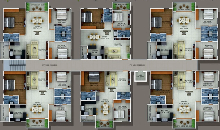 Floor Plan of Realtech Emerald Garden in New Town, Kolkata - Image 238146
