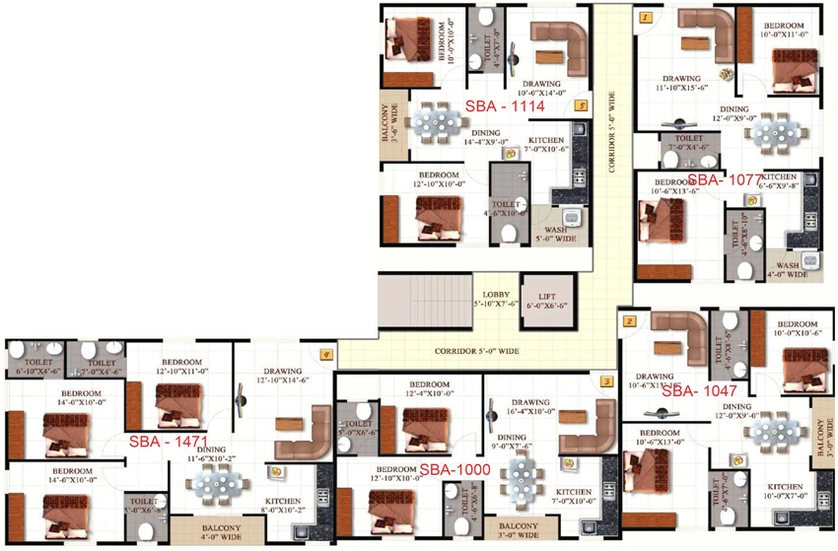Floor Plan of SML Iris in Rajarajeshwari Nagar, Bangalore - Image 124957