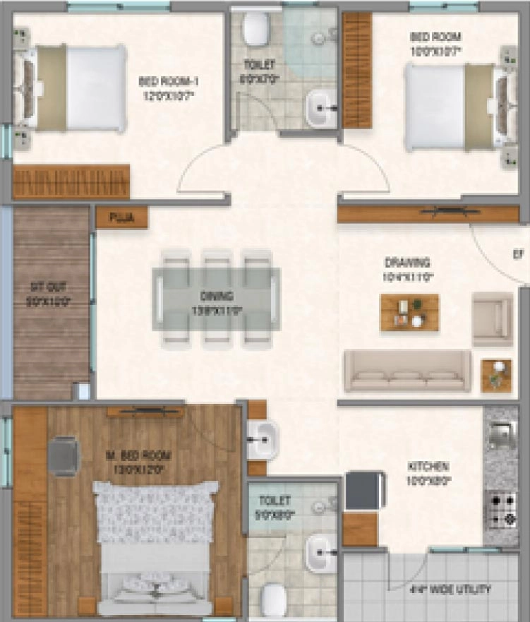 3 BHK Flat in Rize Horizon B in Bachupally, Hyderabad - Image 867029
