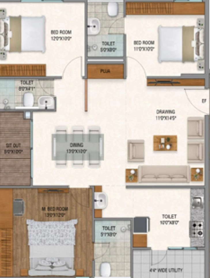 3 BHK Flat in Rize Horizon B in Bachupally, Hyderabad - Image 867030