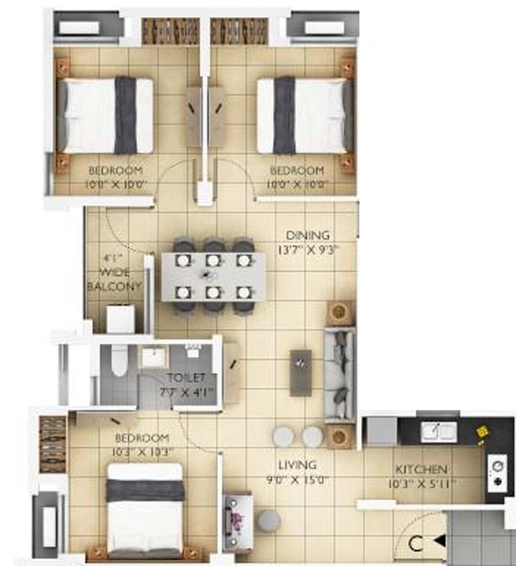 3 BHK Flat in Prudent Amara in Narendrapur, Kolkata - Image 838341