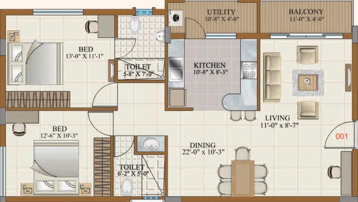 2 BHK Flat in Gurupriya Carnation in Begur, Bangalore - Image 798275