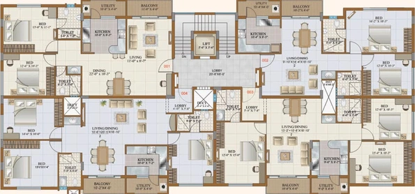 Floor Plan of Gurupriya Carnation in Begur, Bangalore - Image 127328