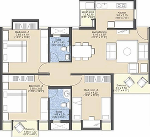 3 BHK Flat in Ruchi Lifescapes in Hoshangabad Road, Bhopal - Image 843856