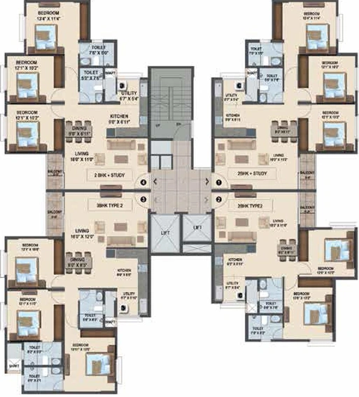 Floor Plan of Salarpuria Laurel Heights in Jalahalli, Bangalore - Image 274417