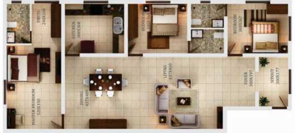 3 BHK Flat in Tulsi Plus Square in Kakkanad, Kochi - Image 857359