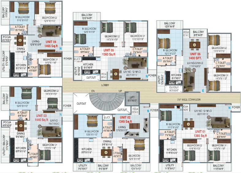Floor Plan of Hi Samaya Sunshine in Rajarajeshwari Nagar, Bangalore - Image 125099