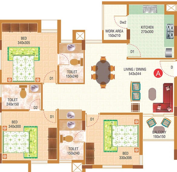 3 BHK Flat in Siddhi Shankar Bhadram in Thrippunithura, Kochi - Image 853513