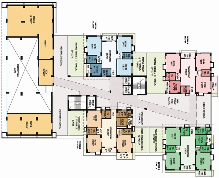 Floor Plan of PS Rain Tree in Kankurgachi, Kolkata - Image 239727