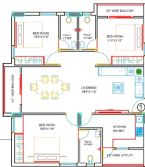 3 BHK Flat in Akruthi Sirinandanam in Bachupally, Hyderabad - Image 789028