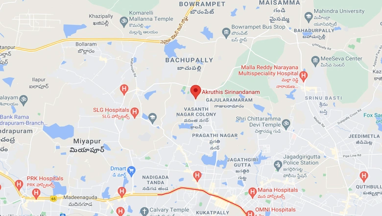 Location of Akruthi Sirinandanam in Bachupally, Hyderabad - Image 125106