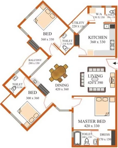 3 BHK Flat in Shwas Mystic Heights Phase 3 in Vyttila, Kochi - Image 843550