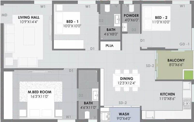 3 BHK Flat in Giridharis Vue in Kismatpur, Hyderabad - Image 794173