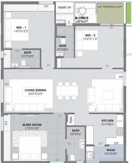 3 BHK Flat in Giridharis Vue in Kismatpur, Hyderabad - Image 794174