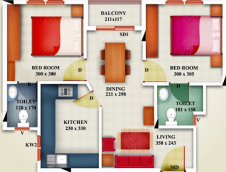 2 BHK Flat in Shwas Guest House in Thrippunithura, Kochi - Image 843679