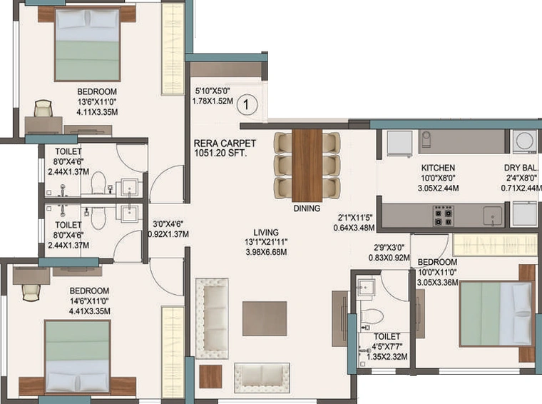 3 BHK Flat in Neelsidhi Brindavan in Ghatkopar East, Mumbai - Image 462785