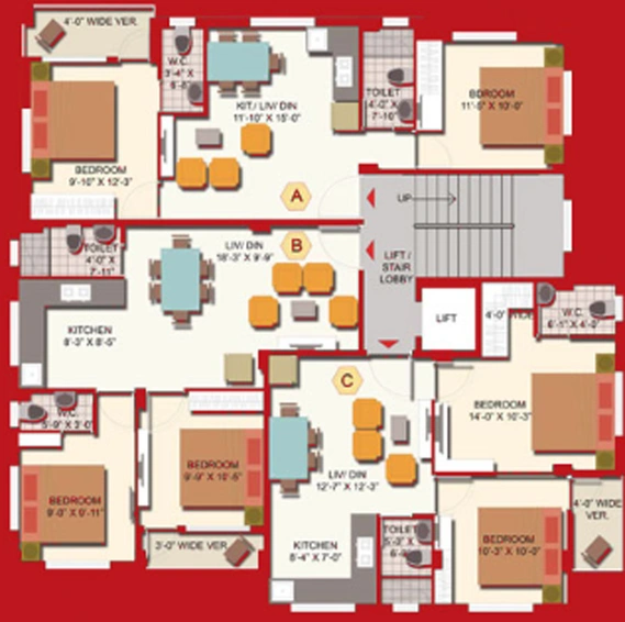 Floor Plan of GM Meena Srishti in Rajarhat, Kolkata - Image 242004