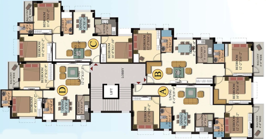 Floor Plan of GM Meena Sparsh in Rajarhat, Kolkata - Image 241979