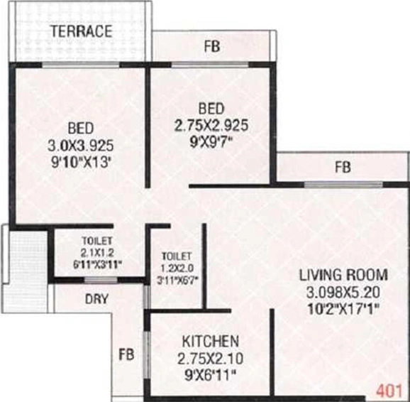 2 BHK Flat in Dubey Gayatri Paradise in Karanjade, Navi Mumbai - Image 839649
