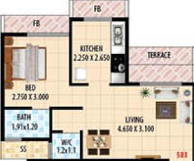 1 BHK Flat in Dubey Gayatri Chhaya in Karanjade, Navi Mumbai - Image 839655