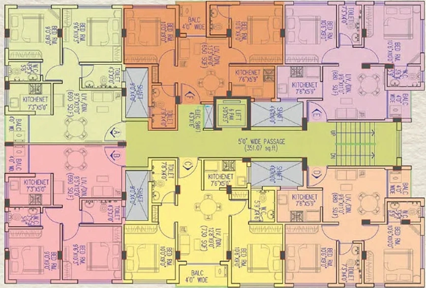 Floor Plan of Magnolia Apsara in New Town, Kolkata - Image 242451
