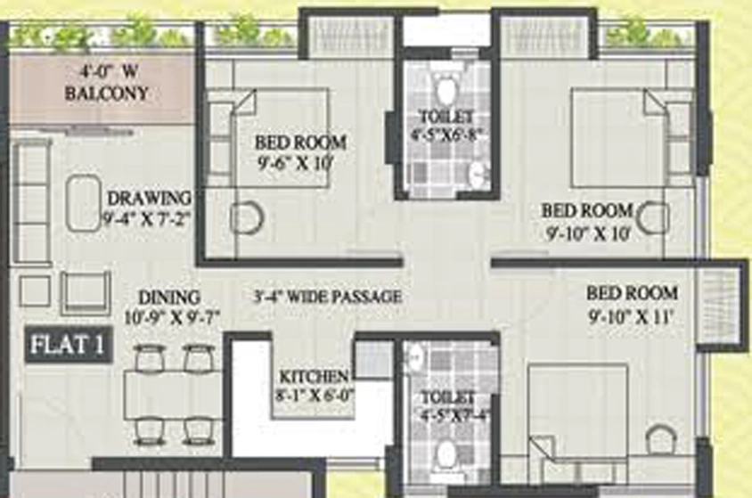 3 BHK Flat in Magnolia Elite in Rajarhat, Kolkata - Image 840816