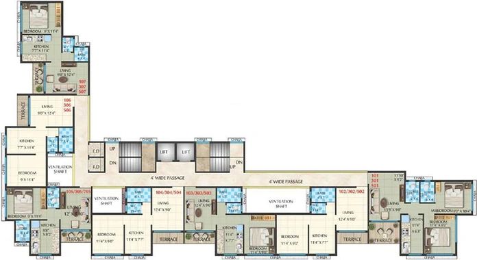 Floor Plan of Sandeep Pratham Pride in Vichumbe, Navi Mumbai - Image 256315
