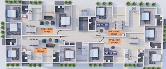 Floor Plan of AC Ceekays Enclave in Kanayannur, Kochi - Image 278119