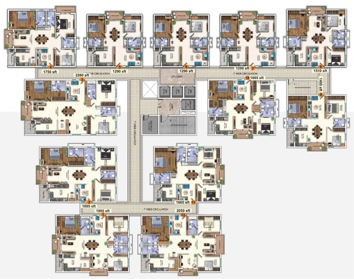 Floor Plan of Sunyuga Elegance in Kompally, Hyderabad - Image 125280