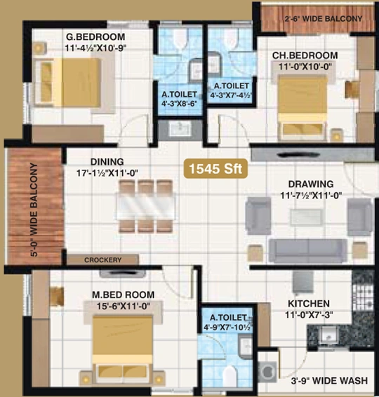 3 BHK Flat in Svadha Kollaar in Tellapur, Hyderabad - Image 796808