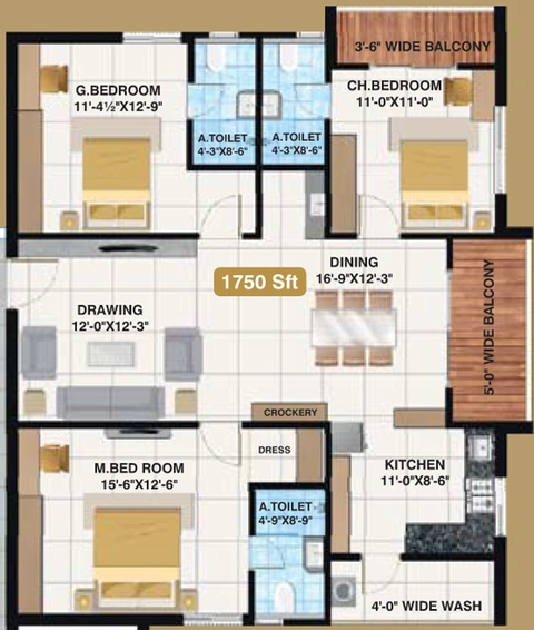 3 BHK Flat in Svadha Kollaar in Tellapur, Hyderabad - Image 796809