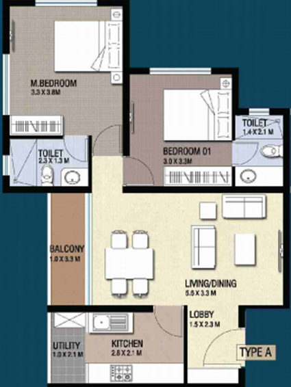 2 BHK Flat in Nucleus Riva Apartment in Edappally, Kochi - Image 849260