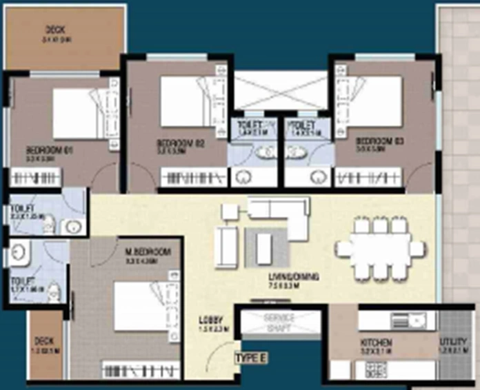 4 BHK Flat in Nucleus Riva Apartment in Edappally, Kochi - Image 849268