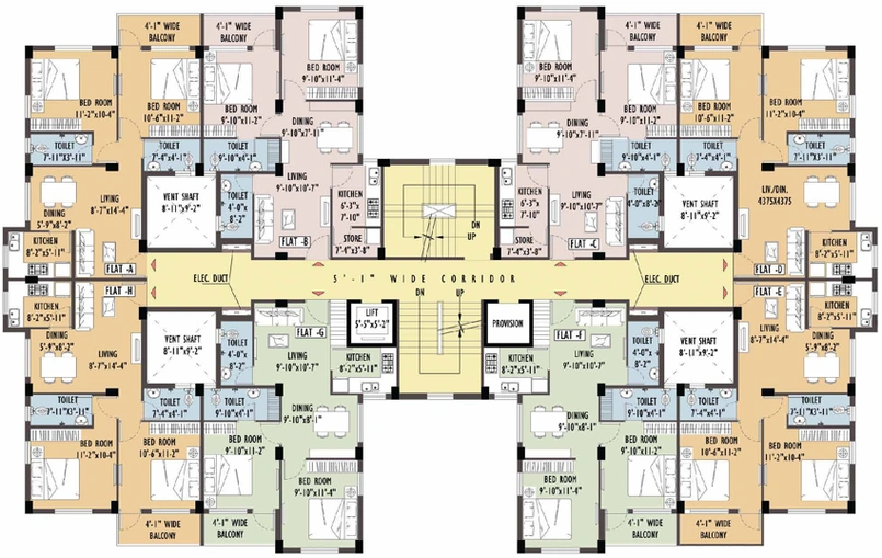 Floor Plan of Shrachi Greenview in EM Bypass, Kolkata - Image 245147