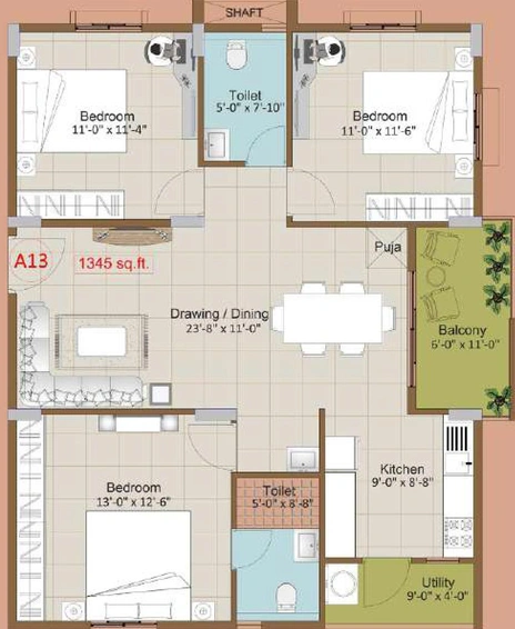 3 BHK Flat in Disha Courtyard in Whitefield, Bangalore - Image 790351