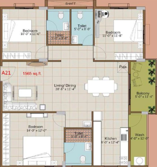 3 BHK Flat in Disha Courtyard in Whitefield, Bangalore - Image 790352