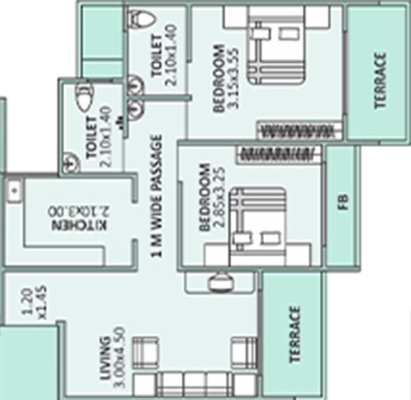 2 BHK Flat in Om Shivam Apartments in Kamothe, Navi Mumbai - Image 840804