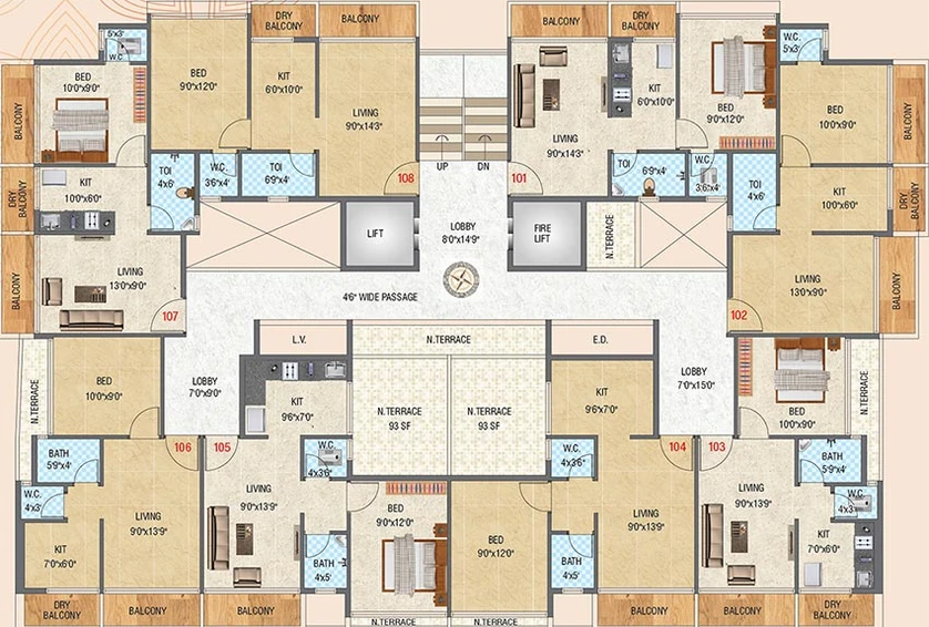 Floor Plan of Villa Spring in Dronagiri, Navi Mumbai - Image 259622