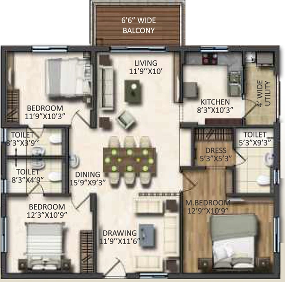 3 BHK Flat in Vasavi Signature in Kukatpally, Hyderabad - Image 796903