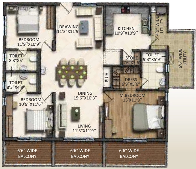 3 BHK Flat in Vasavi Signature in Kukatpally, Hyderabad - Image 796908