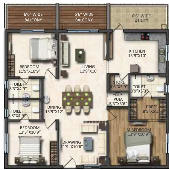 3 BHK Flat in Vasavi Signature in Kukatpally, Hyderabad - Image 796907
