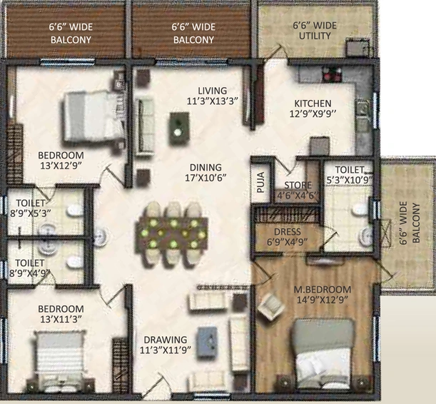 3 BHK Flat in Vasavi Signature in Kukatpally, Hyderabad - Image 796909