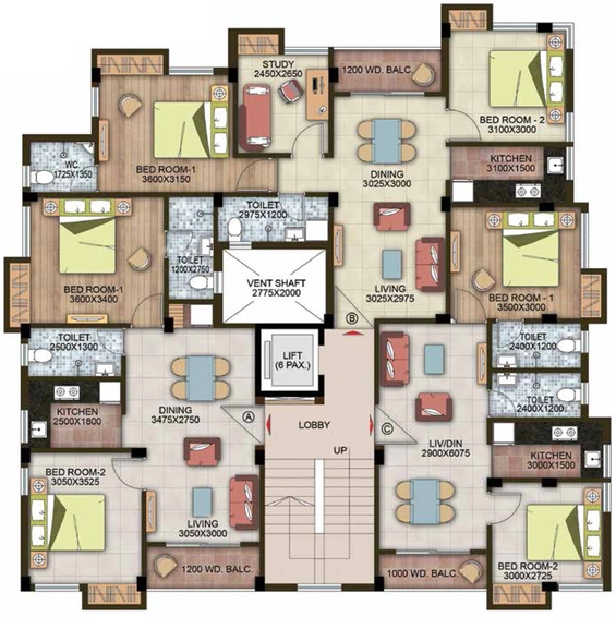 Floor Plan of Ganguly 4 Sight Ixora in Garia, Kolkata - Image 245508