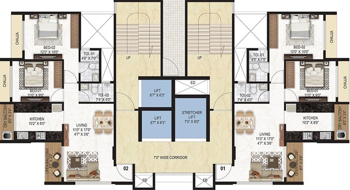 Floor Plan of Kamdhenu Zenith in Nerul, Navi Mumbai - Image 245778