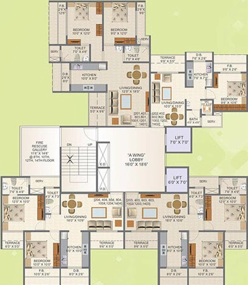 Floor Plan of Kamdhenu Aura in Taloja, Navi Mumbai - Image 245798