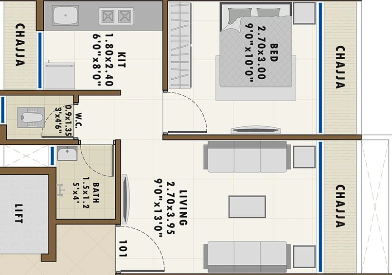 1 BHK Flat in Sambhav Deep Divine 3 in Karanjade, Navi Mumbai - Image 842413