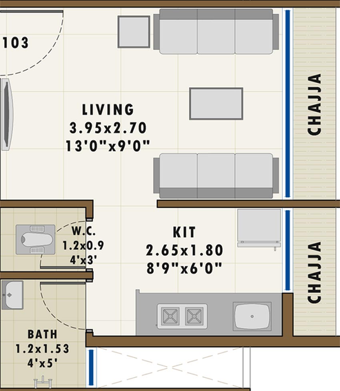 1 RK Studio Apartment in Sambhav Deep Divine 3 in Karanjade, Navi Mumbai - Image 842412